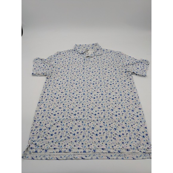 1764 Golf Other - 1764 Polo Shirt Men's Large Blue Lightweight Performance, All-Over Print BBQ